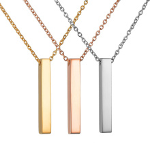 Gold/Roségold/Silber plissierter Edelstahl Bar Anhänger Halsketten Paare benutzerdefinierten Namen Halskette Schmuck